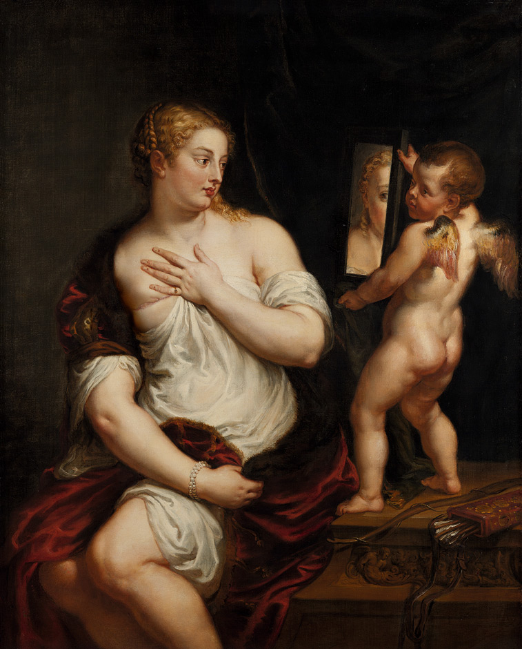 Peter Paul Rubens, "Venus y Cupido". Fotomontaje: Jorge Salgado © Cultura en Vena, 2022 (Procedencia obra original: Museo Nacional Thyssen-Bornemisza, Madrid)